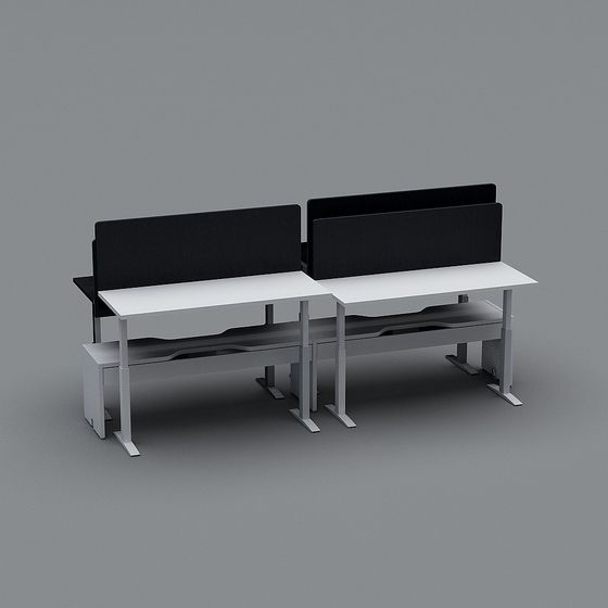 Modern Dual Work Desk 3D model for Office Spaces