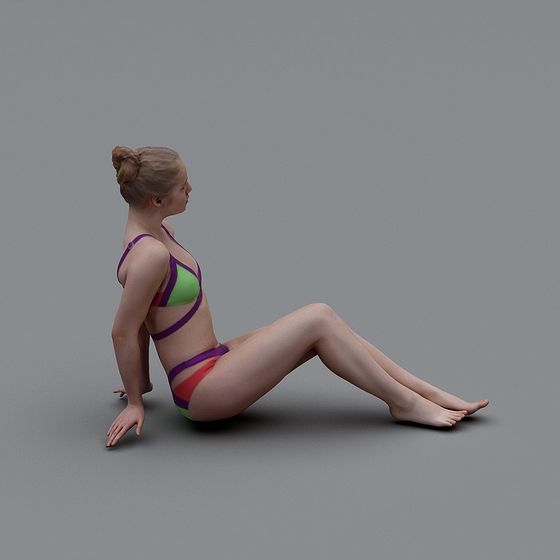 Vibrant Low-Poly Beach Lady 3D model