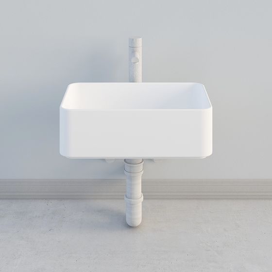 Minimalist Square Sink 3D model for Modern Interiors