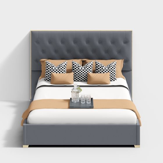 Urban Luxe Bed 3D Model for Modern Interiors