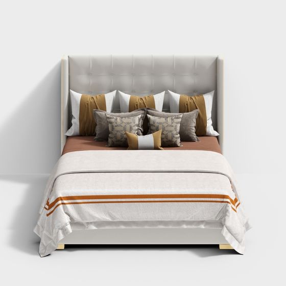 Elegant Urban Comfort 3D Bed Model for Modern Interiors