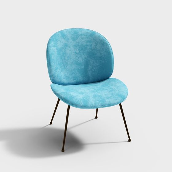 Elegant Low Poly Blue Velvet Chair 3D model for Modern Spaces