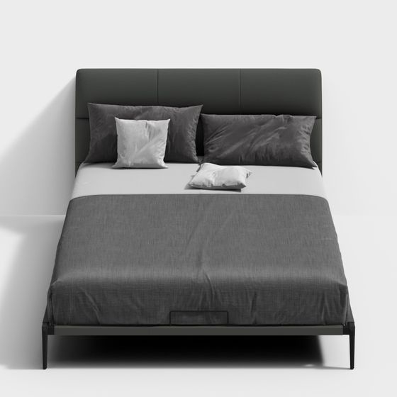 Stylish Low-Poly Bed 3D model for Modern Spaces