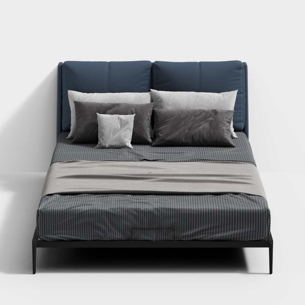 Elegant Low-Poly 3D Bed Model for Modern Interiors