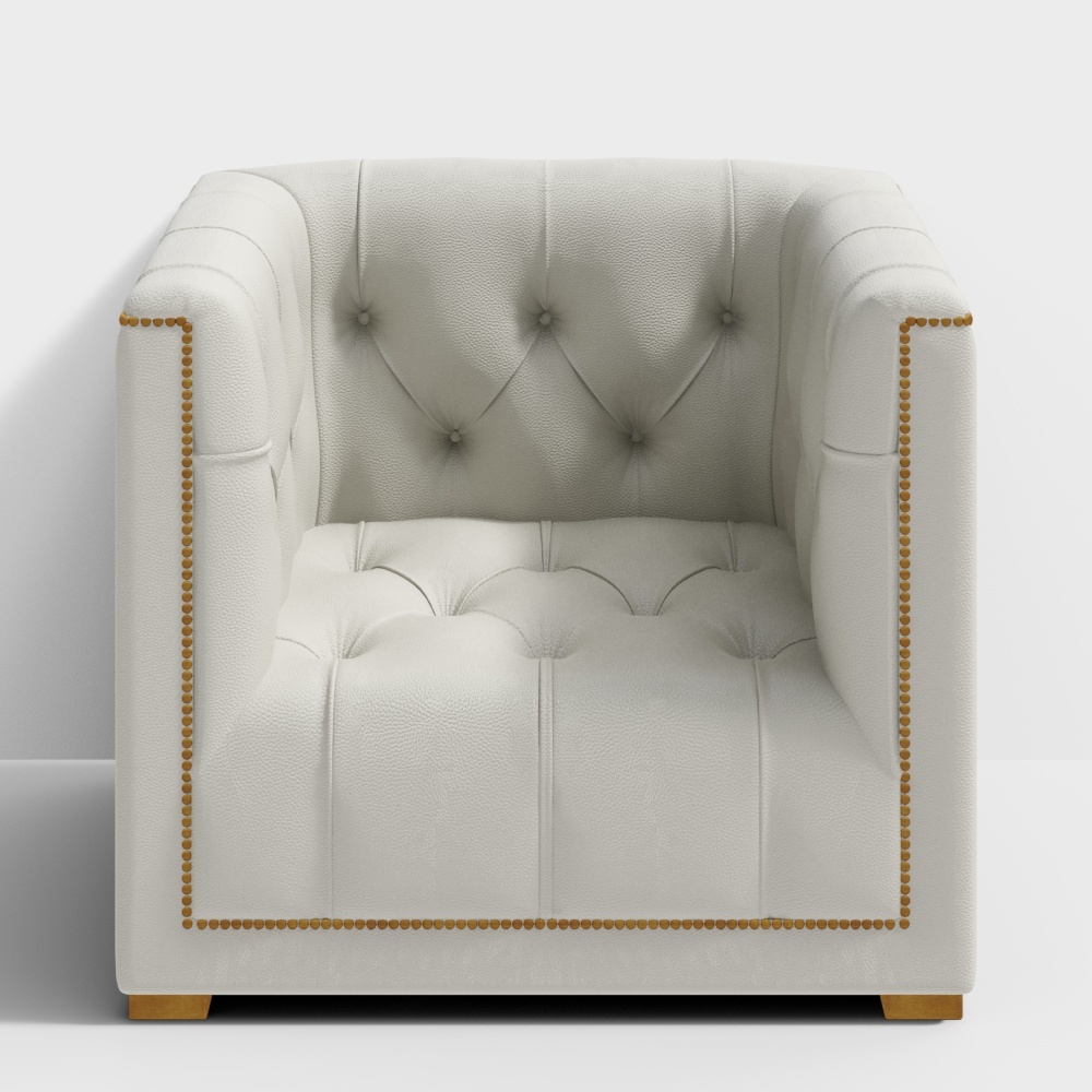 Stylish Single Sofa 3D Model – Modern Gray Leather