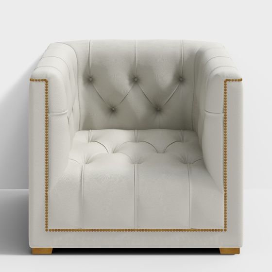 Luxury Neoclassic Single Sofa 3D Model in White