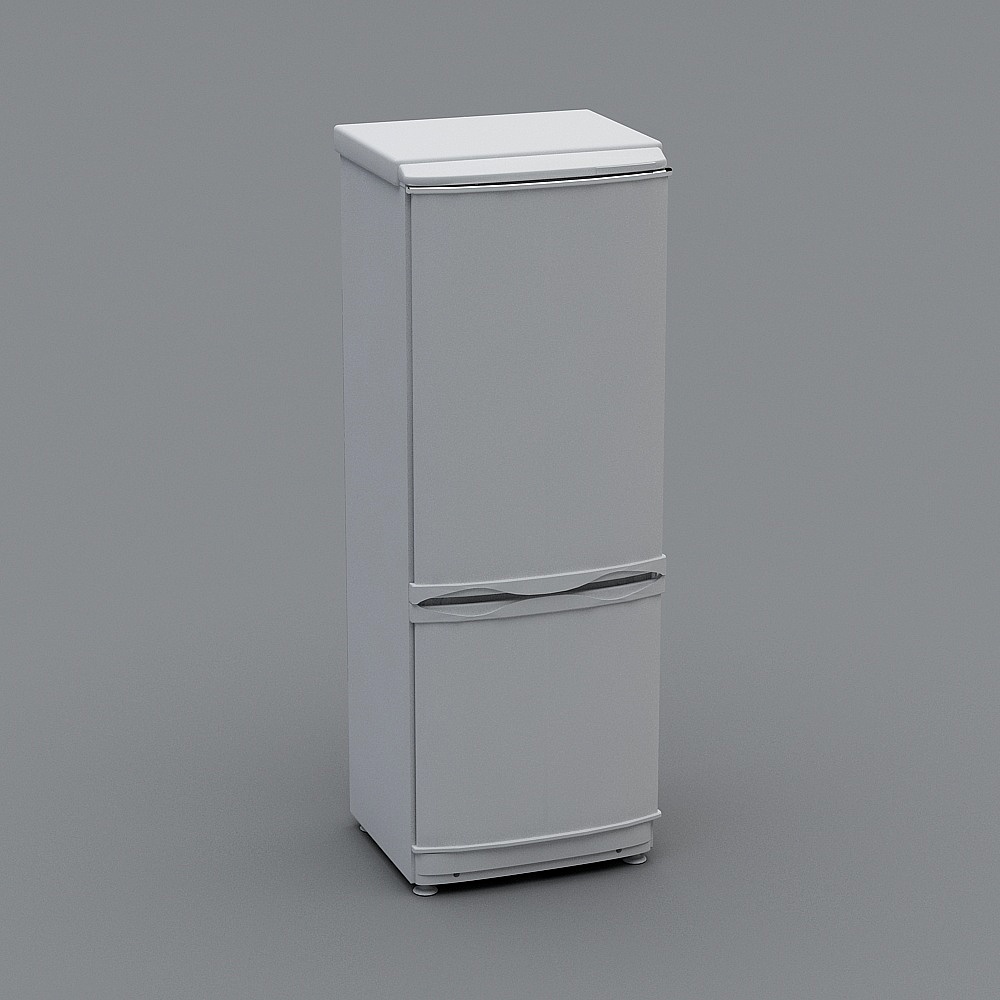 Elegant Low-Poly Double Door Refrigerator 3D model
