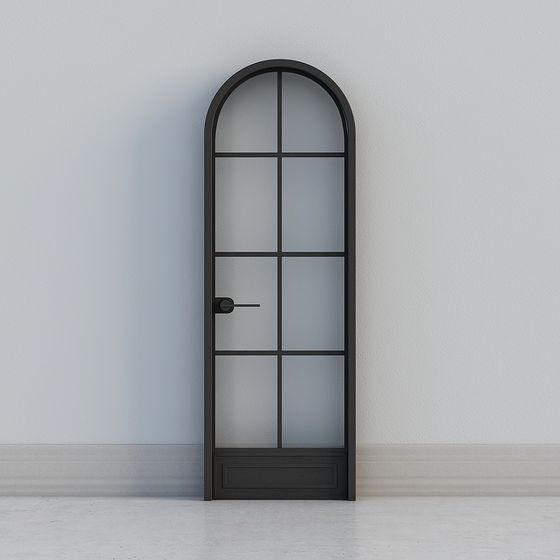 Modern White and Brown Arched Glass Door 3D Model