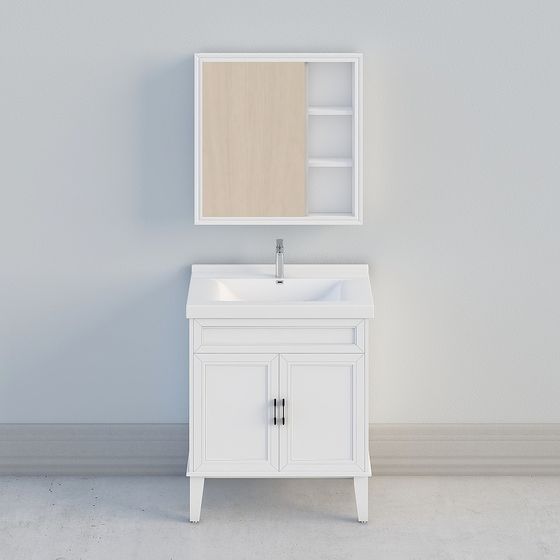 Modern Low-Polygon Bathroom Cabinet 3D model