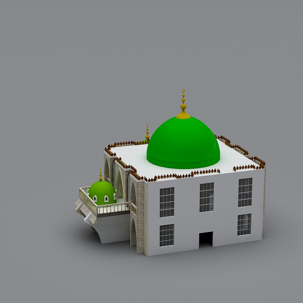 Oriental-Inspired Mosque 3D Model