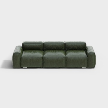 Norhor Nordic Emoji Italian minimalist imported head leather Naples leather 3 people 4 people sofa multi-color D-four bit olive green