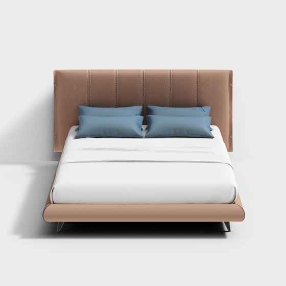 Elegant Low-Poly Bed 3D model for Modern Interiors