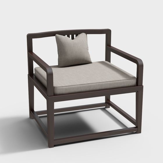 Brown Tea Chair 3D Model with Arms