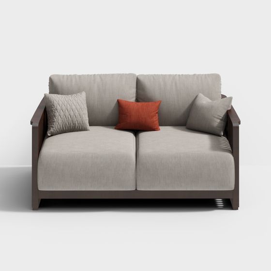 Stylish Two-Seater Sofa 3D model for Modern Interiors