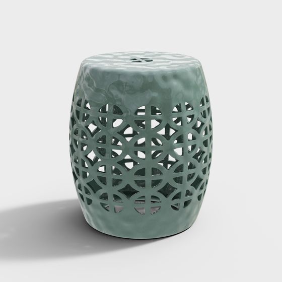 Elegant Porcelain-Like Hollow Round Stool 3D model