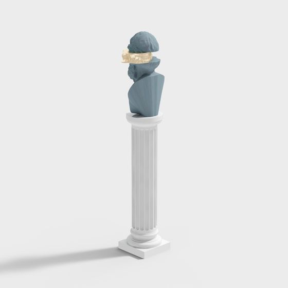 Classical Meets Modern: Column Statue 3D model