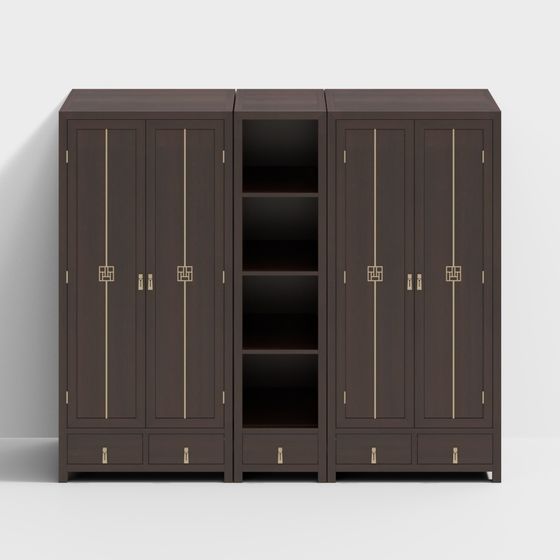 Gray Multi-Function Wardrobe 3D Model for Stylish Bedrooms