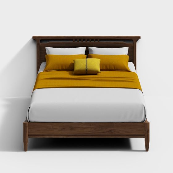 Elegant 3D Bed Model for Modern Interiors