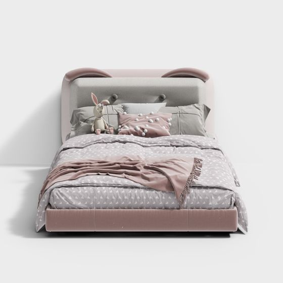 Elegant Low-Polygon 3D Model Bed for Modern Interiors