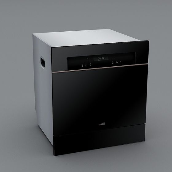Modern Black Dishwasher 3D Model
