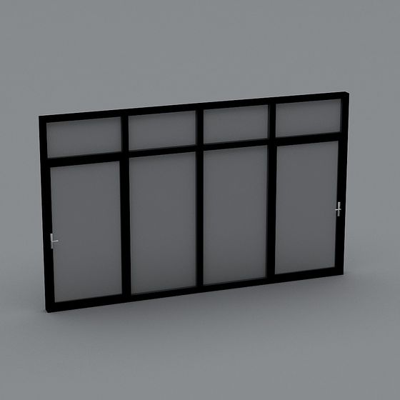 Stylish Low-Poly Glass Door 3D model for Modern Spaces
