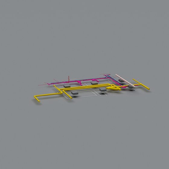 Futuristic Low-Poly Pipeline System 3D model