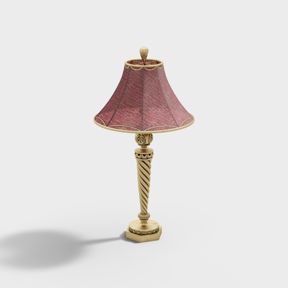 Vintage Table Lamp 3D Model – Golden Spiral Design