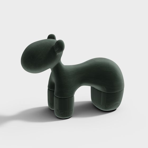 Unique Shape Sofa Stool 3D Model in Green