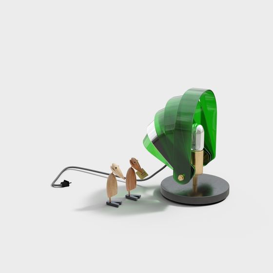 Green Light Bird Lamp 3D model