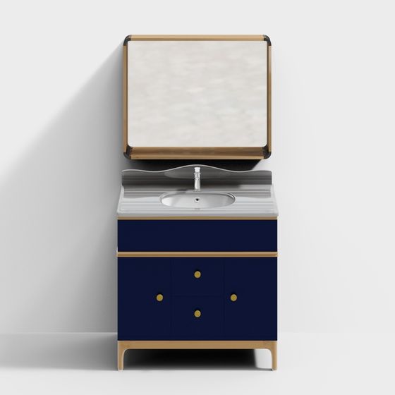Navy Blue Bathroom Vanity 3D model