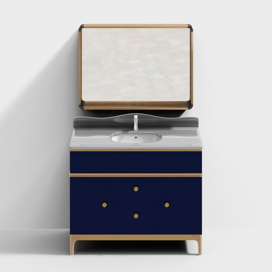 Elegant Low-Polygon Bathroom Cabinet 3D model