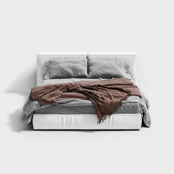 Stylish Minimalist Bed 3D model for Contemporary Spaces