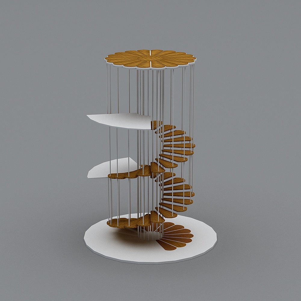 Spiral Dream Low-Poly Staircase 3D Model