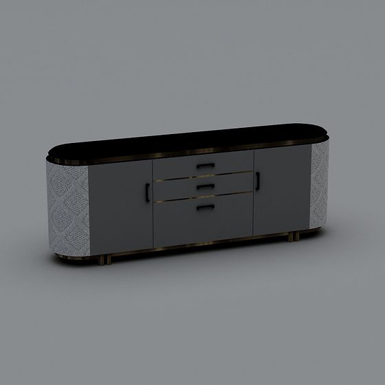 Elegant Curved TV Cabinet 3D model