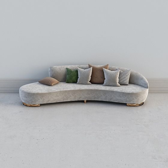 Modern Alien Double Sofa 3D Model in Brown
