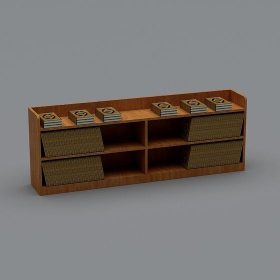 Vintage Bookshelf Low-Poly High-Detail 3D model
