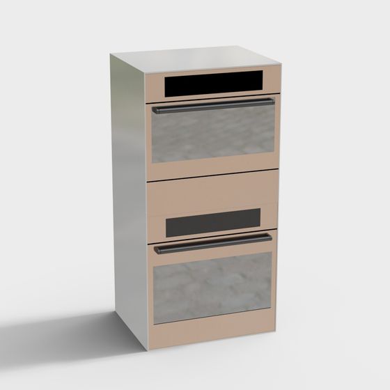 Minimalist Kitchen Double Oven Cabinet 3D model