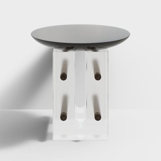 Transparent Glass Side Table 3D model