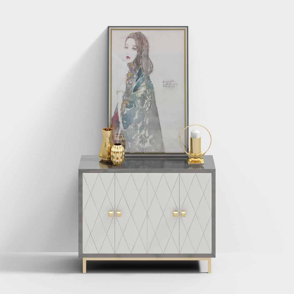 Modelo 3D de combinación de gabinete de puerta moderna de Kujiale