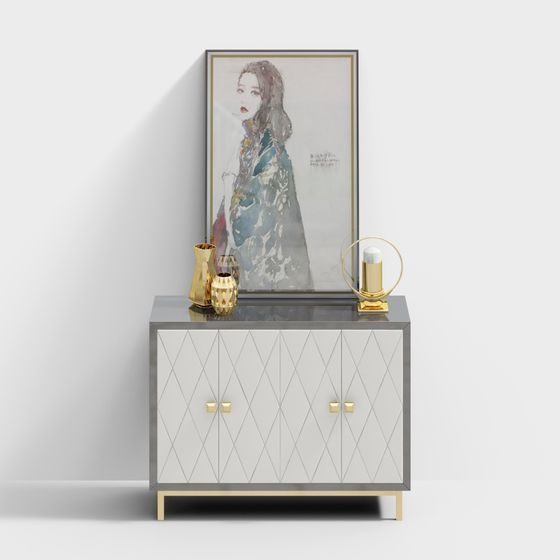 Modelo 3D de combinación de gabinete de puerta moderna de Kujiale