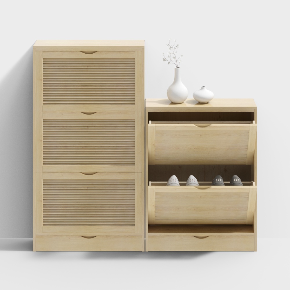 Cabinet à chaussures en bois massif de style nordique