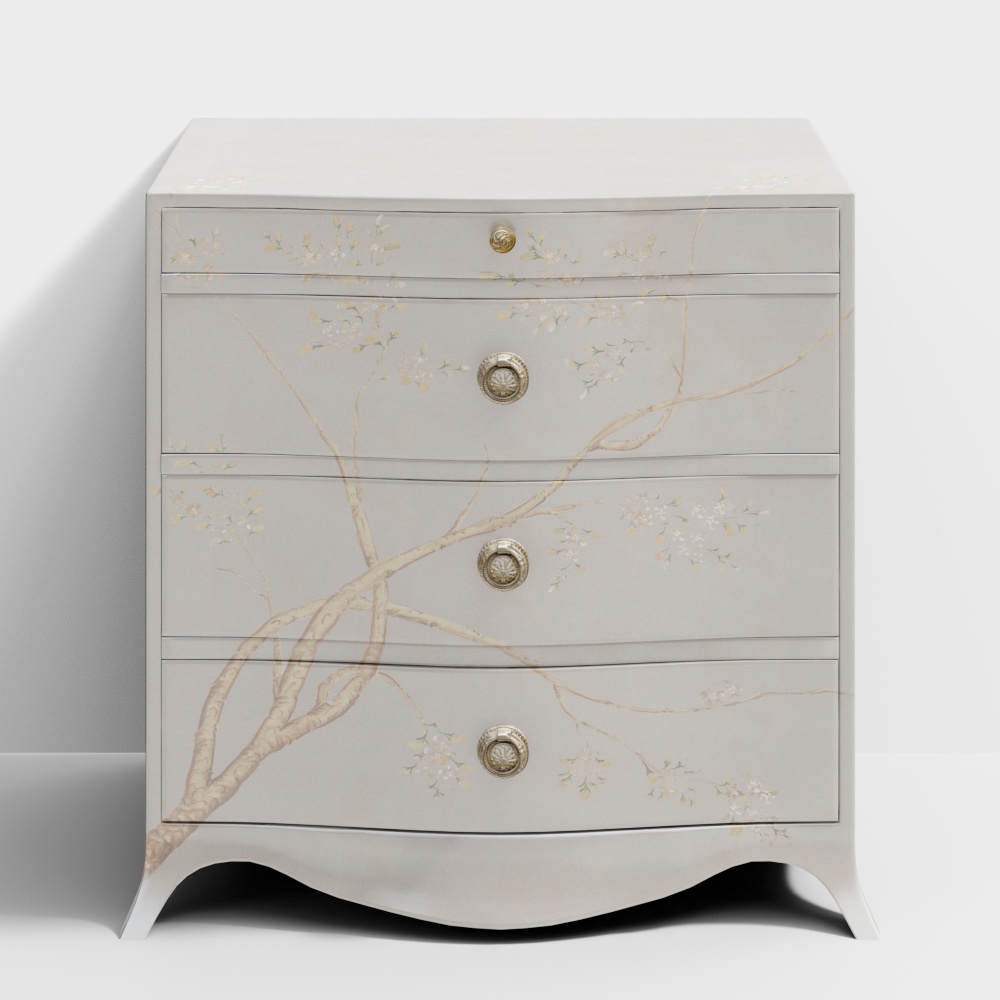 Kujiale - Modello 3D di Comodino Neoclassico Stampato in Foil Oro