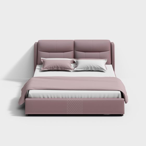 Elegant Low-Polygon Bed 3D model