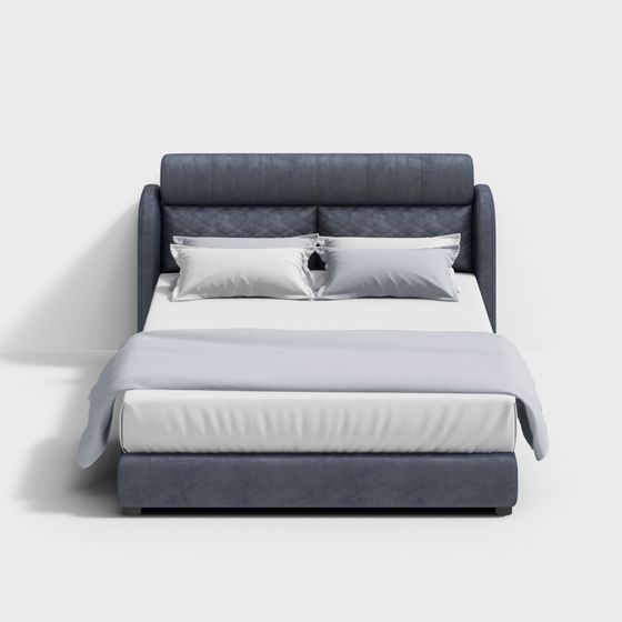 Elegant Low-Poly Bed 3D model for Modern Interiors