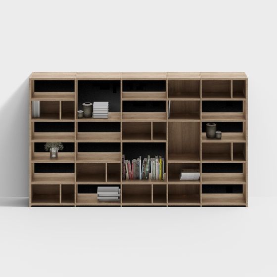 북유럽 단단한 나무 책장 조합 3D 모델 06