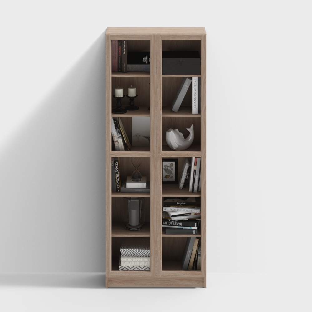 Bibliothèque modèle 3D en bois massif moderne