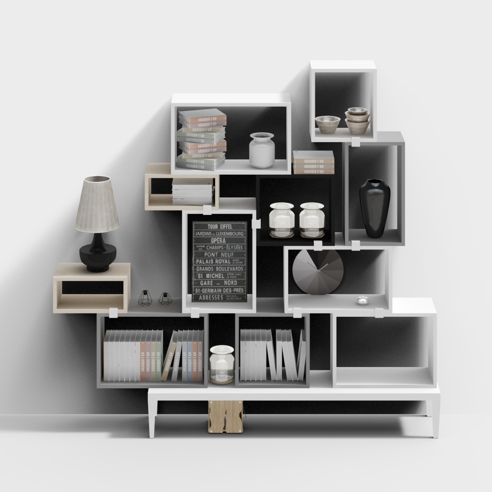 Urban Bookshelf 3D model - Modern Aesthetic Design