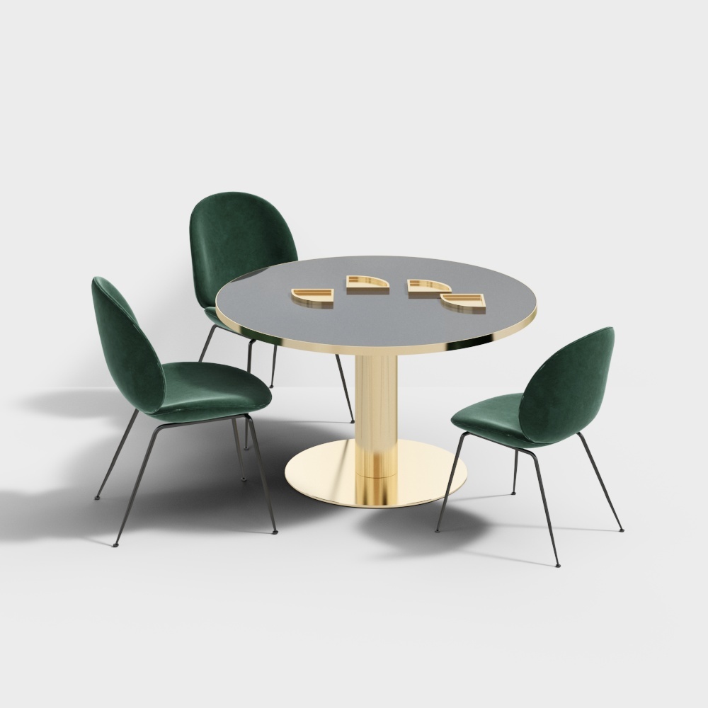 Kujiale - moderne Esszimmer-Tisch- und Stuhl-Kombination 3D-Modell