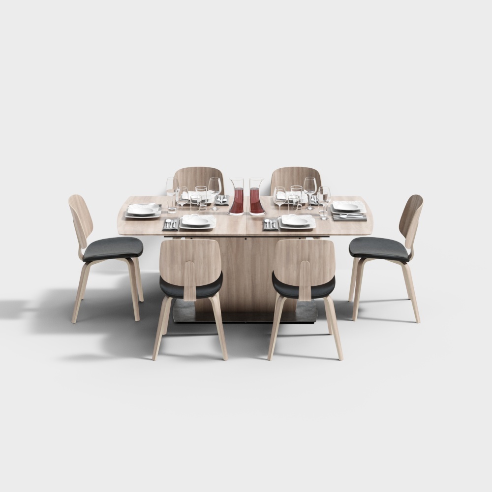 Kujiale - Combinazione di tavolo e sedia in stile nordico