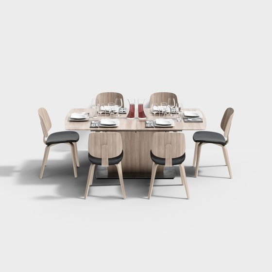 Kujiale - Combinazione di tavolo e sedia in stile nordico